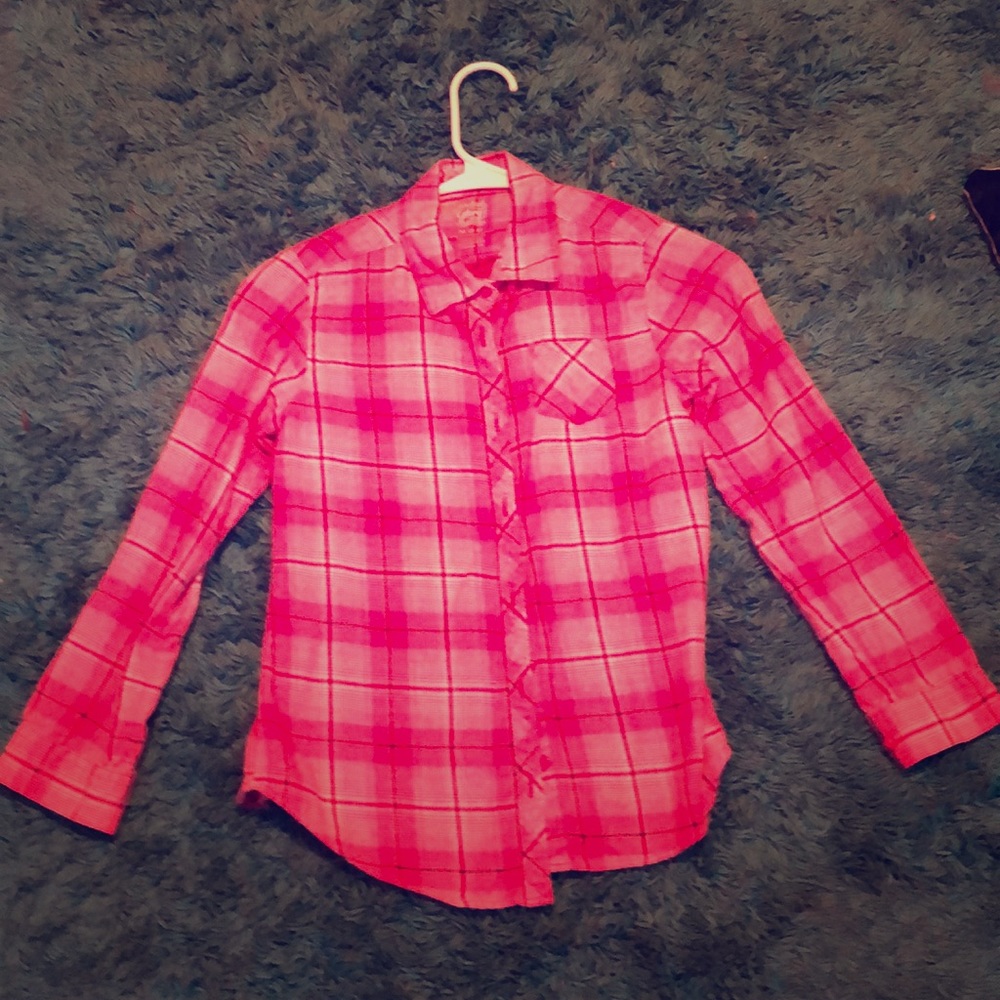 Pink long sleeve sparkle button kids shirt